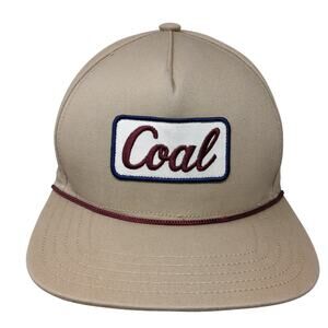 Coal Headwear Snapback 5 Panel Cap Beige One Size Adjustable Embroidered Rope